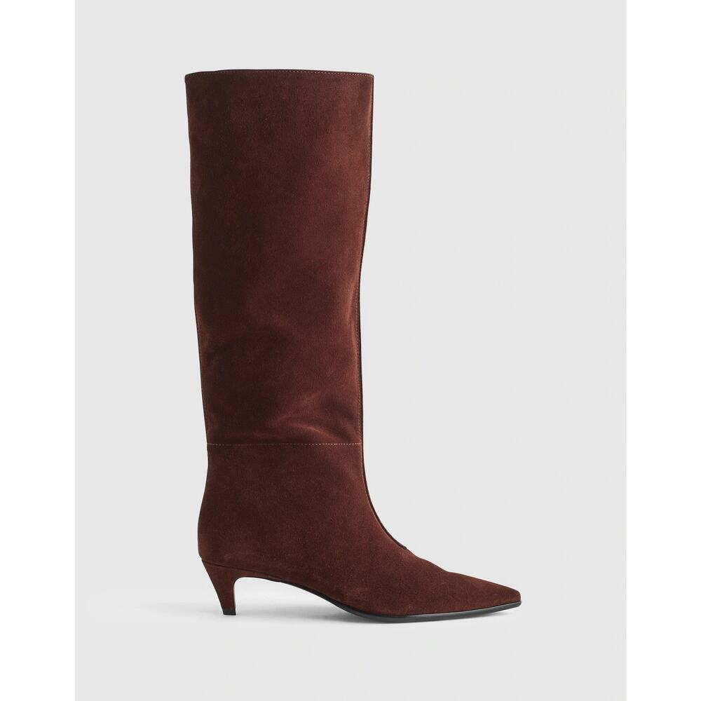 Madewell Women's The Emilie Tall Boot Suede Leather Chocolate Raisin Size 9 NWOB - Picture 4 of 12